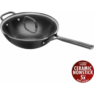 Zwilling Nepřilnavá wok pánev Milano s keramickým povrchem a skleněnou poklicí, Ø 30 cm, černá 1034370