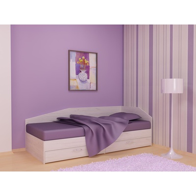 DST Легло за матрак 82/190 с чекмедже Krisi-dst, бял дъб