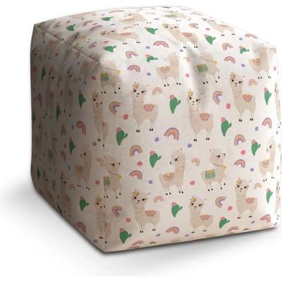 Sablio Taburet Kocka Roztomilé lamy - 60x60x60 cm