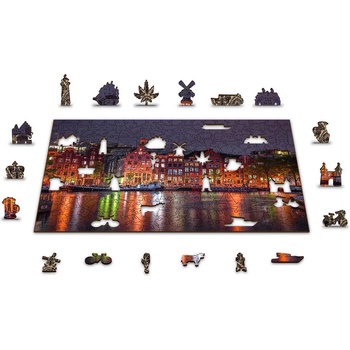 Image 1 of Wooden City - Puzzle Amsterdam by Night - 150 piese