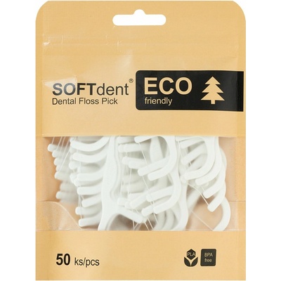 SOFTdent ECO Dentálne špáradlá s niťou v uzatvárateľnom obale 50 ks