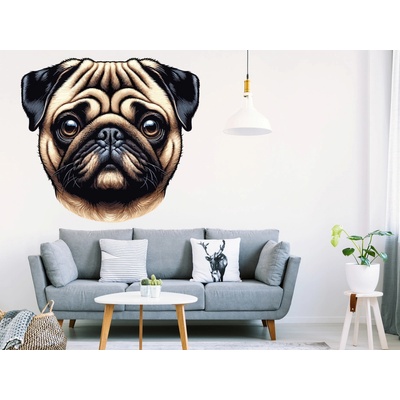 Nalepte.cz samolepka na zeď arch, rozměry Pes mops, rozměry 130 x 120 cm – Zboží Dáma