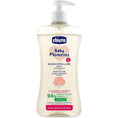 CHICCO Micelárny šampón na vlasy a telo, Baby Moments Sensitive 500 ml, 0m+