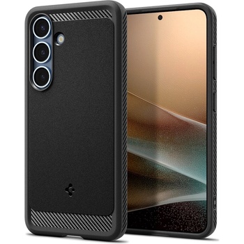 Spigen Rugged Armor MagSafe Case - удароустойчив силиконов (TPU) калъф с MagSafe за Samsung Galaxy S25 (черен)