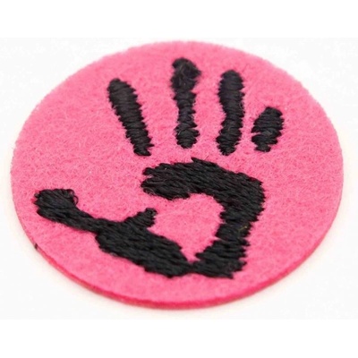 Nažehľovacia záplata - obtlačok ruky - ružová - priemer 2,7 cm