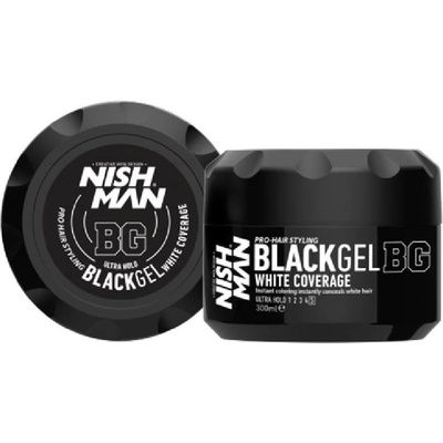 Nish Man Black Gel White Coverage černý gel na vlasy pro krytí šedin 300 ml