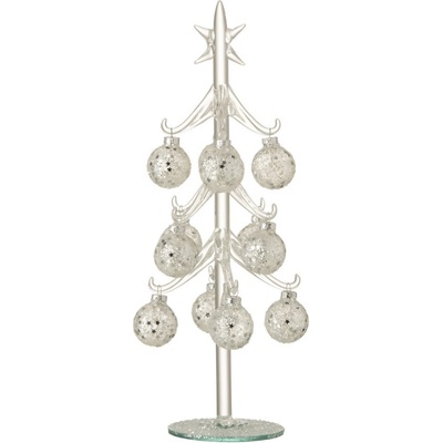 Skleněný stromek se stříbrnými koulemi Baubles Stars – Ø 12*30 cm - J-Line by Jolipa