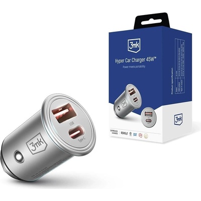 3mk Hyper Car Charger 45W nabíječka do auta, USB-A/USB-C (PD)