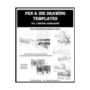 Pen and Ink Drawing Templates: vol. 1 Winter Landscapes | Rahul Jain (ISBN: 9798602871678)