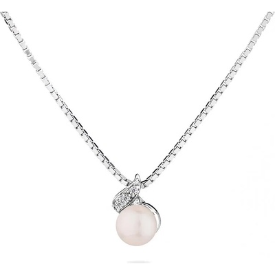 Swan Сребърно колие със сладководна бяла перла и цирконий IEP0106W Swan