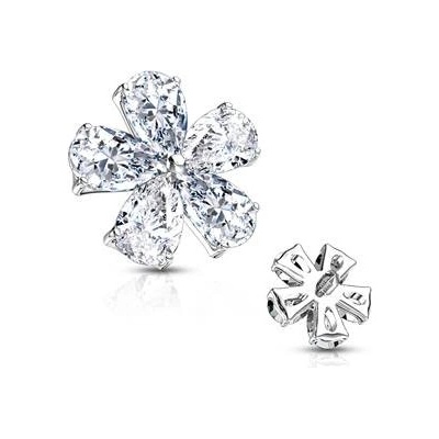 Šperky4U microdermal kytička ozdobná část čiré zirkony MD001-C – Zboží Mobilmania