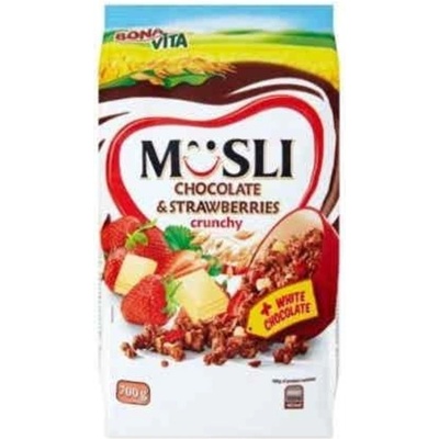 BonaVita Zapékané musli čokoládové s bílou čokoládou a jahodami 700 g