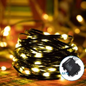 Aigostar LED външен коледен гирлянд 100 LED, 8 функции, 10, 3 м, IP44, топло бяло (AI1334)