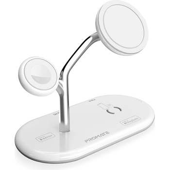 Image 1 of Promate Безжично зарядно ProMate Synergy, MFI Certified 65W High Speed MagSafe Charging Station 15W Qi Charging 5W Apple Watch Charger 10W Qi Charger 24W USB-C Power Delivery Qi Certified, Бял