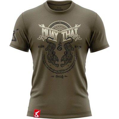 8 Weapons Hanuman Sak Yant Tigers olive