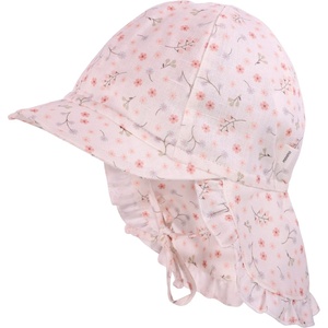 maximo Шапка с козирка maximo Baby Girl's Peak Cap with Short Neck Protector + Tie Cap - Wollweiß / Blümchen - размер 47 cm (904-6330-0215)