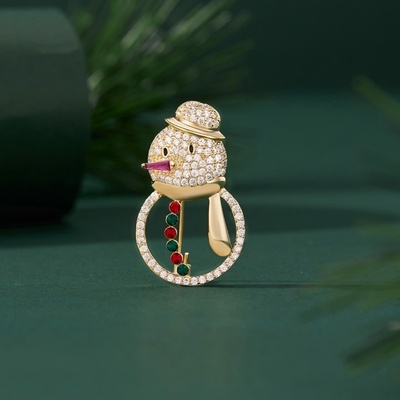 Éternelle Vánoční brož se zirkony Sněhulák B2186-20211328X