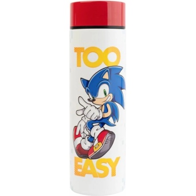 CurePink Nerezová Termo outdoor láhev na pití Sonic the Hedgehog Ježek Sonic Příliš jednoduché 420 ml