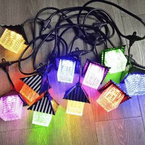  Външна водоустойчива светеща гирлянда, 5 м, енергоспестяващи 10 led, многоцветни, свързваща се К1