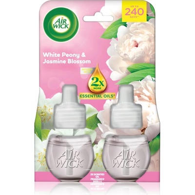 Air Wick Essential Oils White Peony & Jasmine Blossom пълнител за електрически дифузер 2x19ml