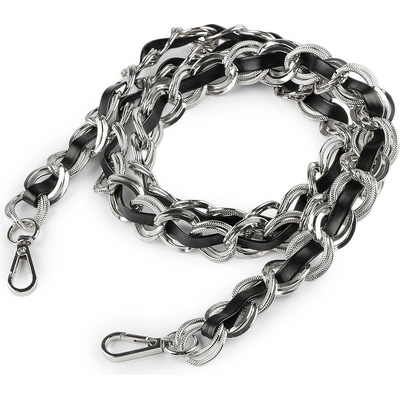 Koženkový popruh / ucho s řetízkem a karabinami šíře 2 cm černá 1 ks