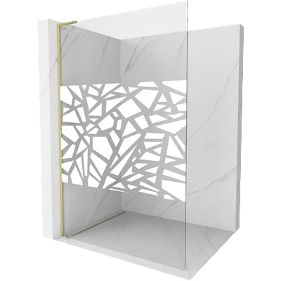 Mexen Kioto L душ стенен панел Walk-in 100 x 200 cm, бял мотив, златна четка - 800-100-103-55-85 (800-100-103-55-85)