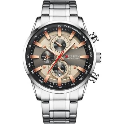 Curren Мъжки часовник Curren Orrery, Хронограф, Неръждаема стомана, Кварцов, Сребрист/Розово злато (CURREN-8351-SILVER-ROSEGOLD)