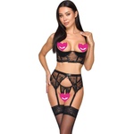 Cottelli Collection Elegant Setlook Crotchless Suspender Set 2221667 Black 75B/S