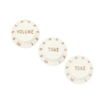 Image 1 of Fender Strat Volume & Tone Knobs Set Parchment