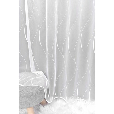 Záclona vega, Jezerní vlnky s olůvkem metráž, bílá 160 cm