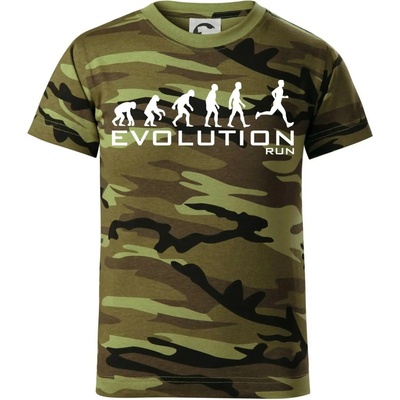 Evoluce Run dětské maskáčové triko Zelený maskáč