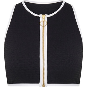 Seafolly Дамско бикини горнище Seafolly Women's Beach Bound Zip Front Tank Top Bikini top - Black - размер 42 (EU) (150-5053-0116)