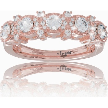 VIPgold Zlatý prsteň s bielymi zafírmi v červenom zlate R35404c S