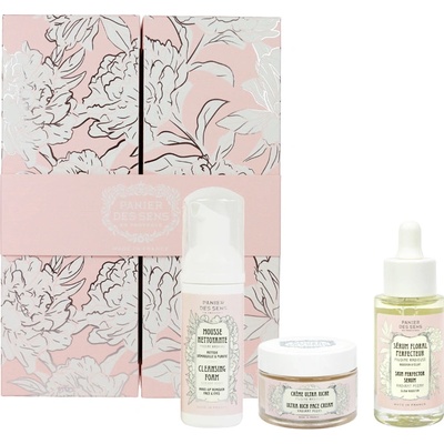 Panier Des Sens Radiant Peony pleťové sérum 30 ml + výživný krém na tvár 50 ml + čistiaca pena 50 ml darčeková sada