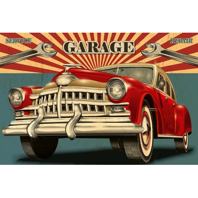 DIMEX ART Флизелинов фототапет ретро плакат за гараж 375 x 250 см