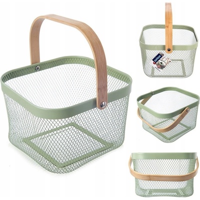 ORION Košík kov/bambus GREENISH 27 × 24,5 × 16,5 cm