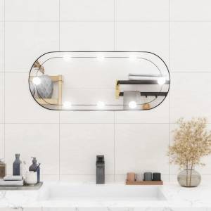 vidaXL Стенно огледало с LED лампи 30x70 см стъкло овално (3189161)