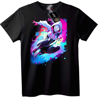 NOONEBRAND Тениска Spider-Man неоново изкуство - 2XL, White