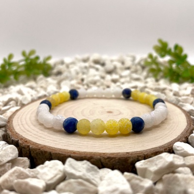 Certom Minerální náramek lapis lazuli, žlutý a bílý achát | Rovnováha 0169