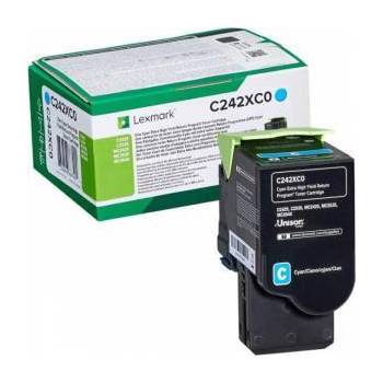 Lexmark Тонер касета Lexmark C242XC0 Cyan, Extra High Yield Return Programme, 3 500 страници, Син, C242XC0