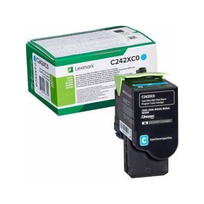 Lexmark Тонер касета Lexmark C242XC0 Cyan, Extra High Yield Return Programme, 3 500 страници, Син, C242XC0