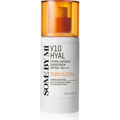Some By Mi V10 Hyal Hydra Capsule Sunscreen защитен крем за чувствителна и нетолерантна кожа на лицето SPF 50+ 40ml
