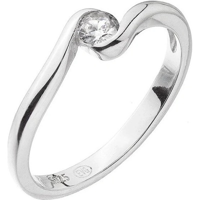 Evolution Group Strieborný vlnitý prsteň so zirkónom 15011.1 crystal