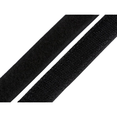 Suchý zip háček + plyš šíře 20 mm PES, střední, 2 černá