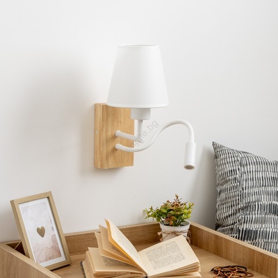 Brilagi - LED Аплик NUBILA WOOD 1xE27/25W/230V + LED/3W дъб/бял (BG1565F)
