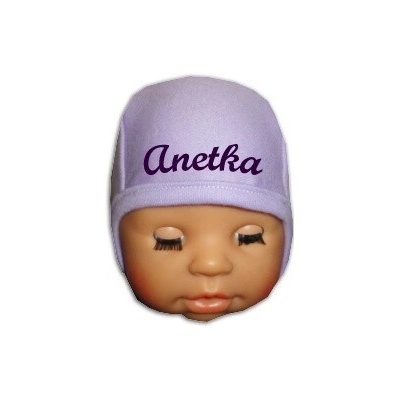 Abenys kojenecká čiapka BABY s menom lila