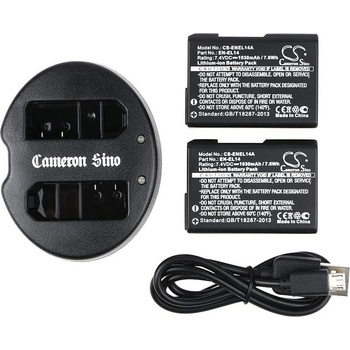 Cameron Sino Комплект от 2 батерии и зарядно устройство за Nikon Coolpix P7000, P7700, D3100, D3200, D5100 и други, 1030mAh (CS-CB007)