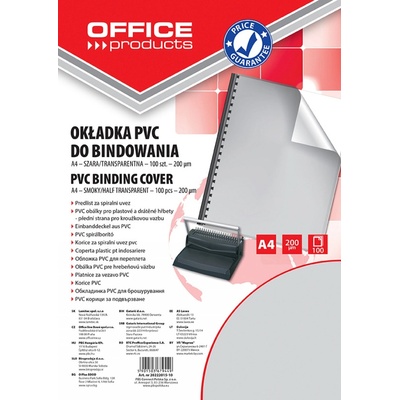 Office Products Корица за подвързване, pvc, А4 200микрона опаковка 100, опушена (25871-А-ОПУШЕН)