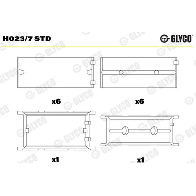 Ložiska klikové hřídele GLYCO H023/7 STD - sada