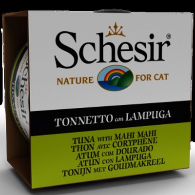 Schesir Tuna With Mahi -Консервирана храна за израснали котки с риба тон и махи махи в желе, 85 гр